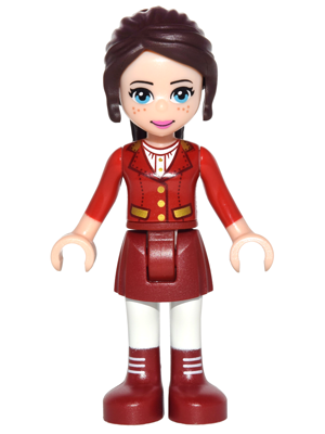 Naomi, Dark Red Skirt with Laced Boots, Red Jacket